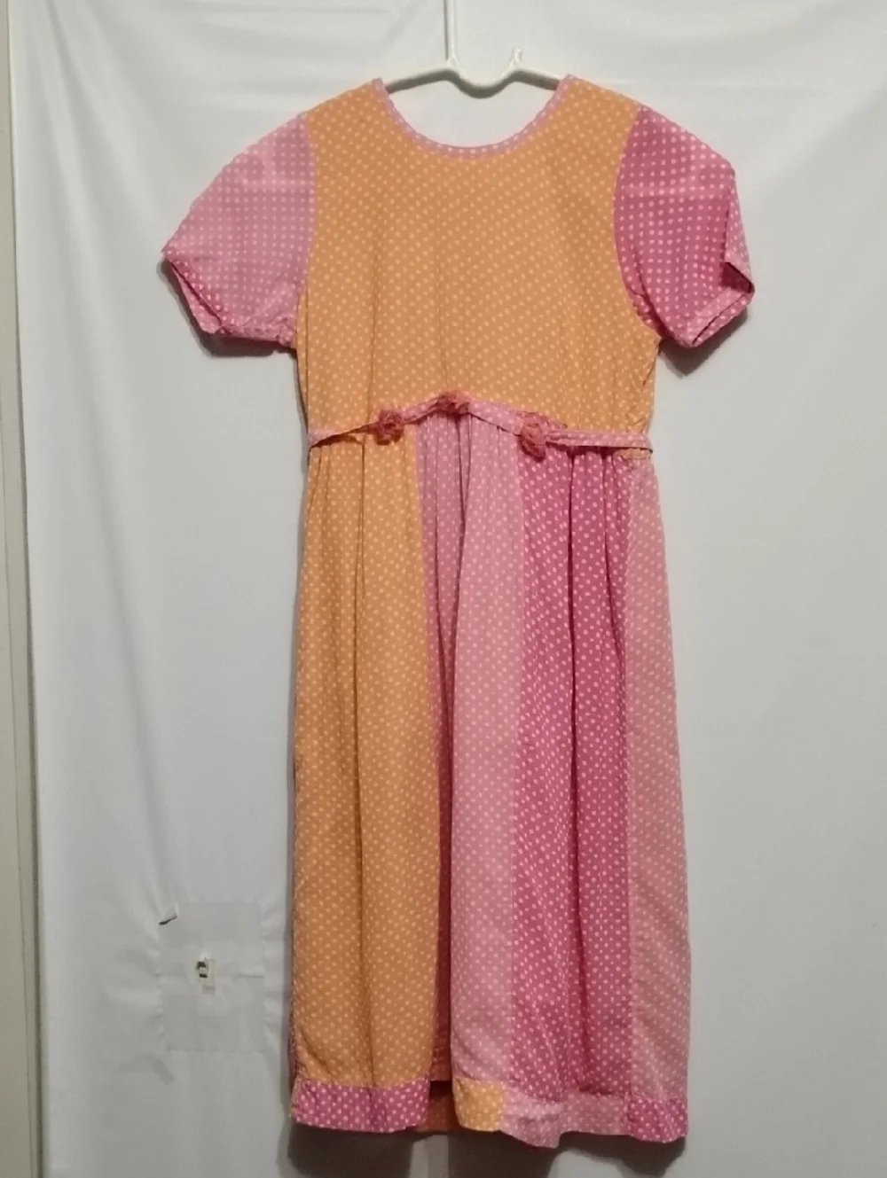 Vintage Cornelloki Girls' Two-Tone Pink & Peach Polka Dot Dress